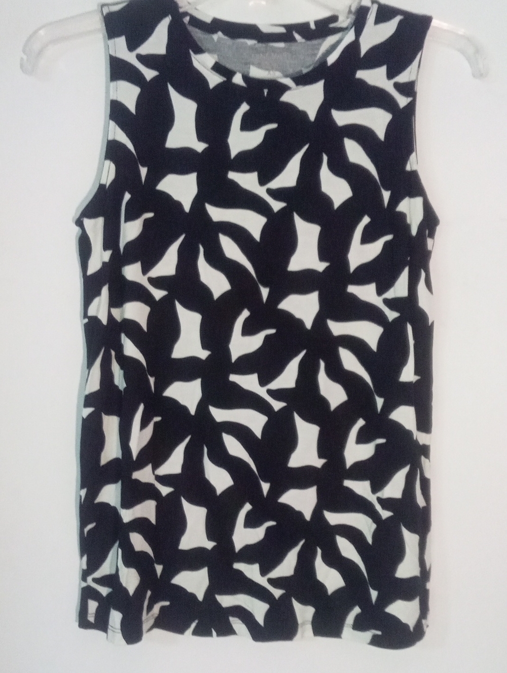 Nine West Sleeveless Black & White Patterned Tank Top XS New NWOT